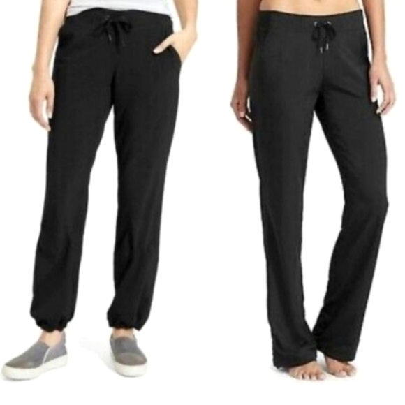 Athleta Pants - Athleta Midtown mid- rise trouser wide leg black athletic pants women's size 0
